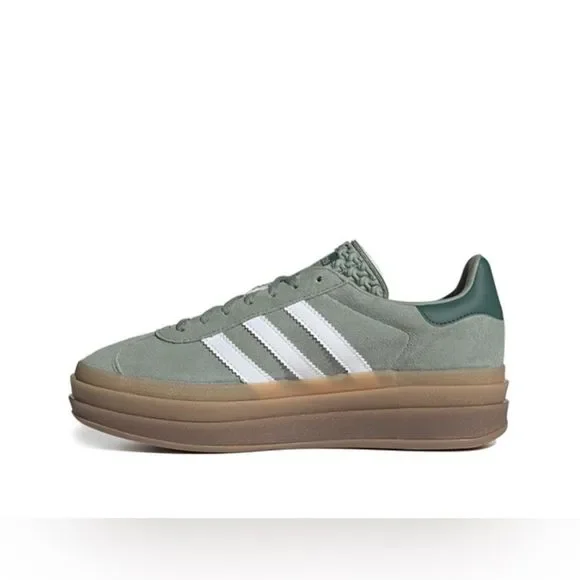 NWT Adidas Gazelle Bold Platform Gum Sole Shoes Silver Green Women’s Size 6 - Picture 3 of 14
